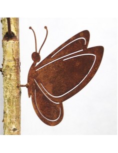 Edelrost Metallsatz Schmetterling als Baumstecker, zum Einschrauben in Holz,Höhe 15 cm