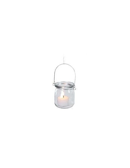 Glas Hängewindlicht mit Drahtbügel - Höhe 8 cm