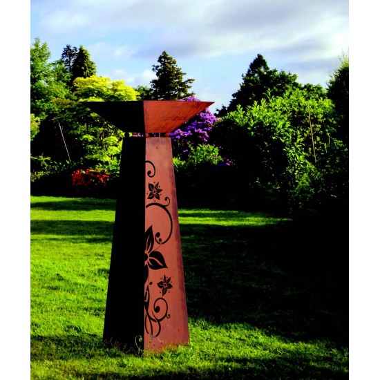 Säule Trapez 'Blüte' inkl Schale, Höhe 96,5 cm als Hingucker im Garten und Hauseingang