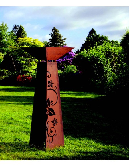 Säule Trapez 'Blüte' inkl Schale, Höhe 96,5 cm als Hingucker im Garten und Hauseingang