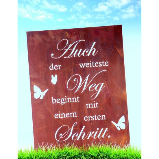 Gedichttafel 'Auch der weiteste Weg beginnt mit einem ersten Schritt', Höhe 60 cm