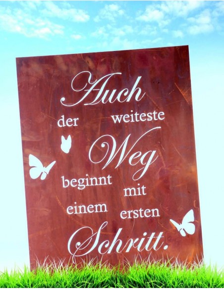 Gedichttafel 'Auch der weiteste Weg beginnt mit einem ersten Schritt', Höhe 60 cm