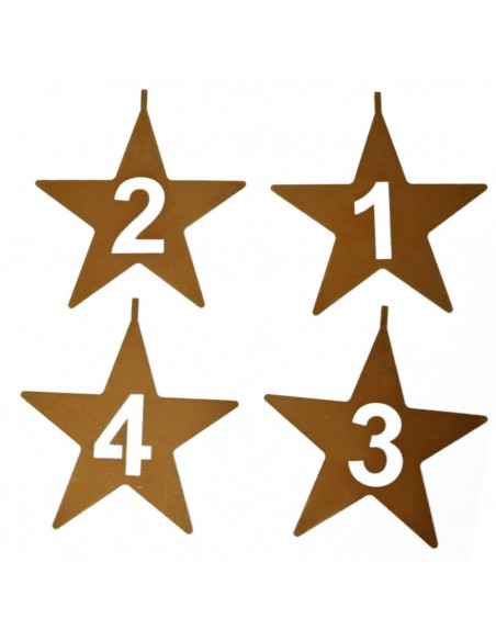 Adventszahlen STERNEN-SET mit "Piekser" Höhe 9 cm (groß)