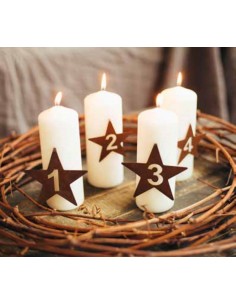 Adventszahlen STERNEN-SET mit "Piekser" Höhe 9 cm (groß) 2