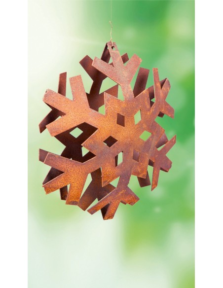 Flocke 1 Schneekristall gebogen Ø 20 cm / rostige Flocke