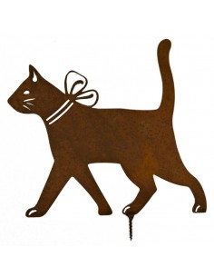Metallsatz Katze gehend als Baumstecker, zum Einschrauben in Holz, Höhe 19 cm