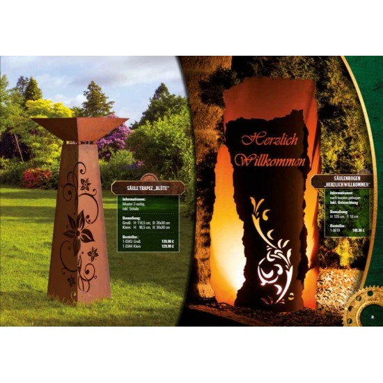 Edelrost Katalog Rostsäule Stele Metalldeko Geschenkideen und Weihnachtsdeko und Christbaumschuck