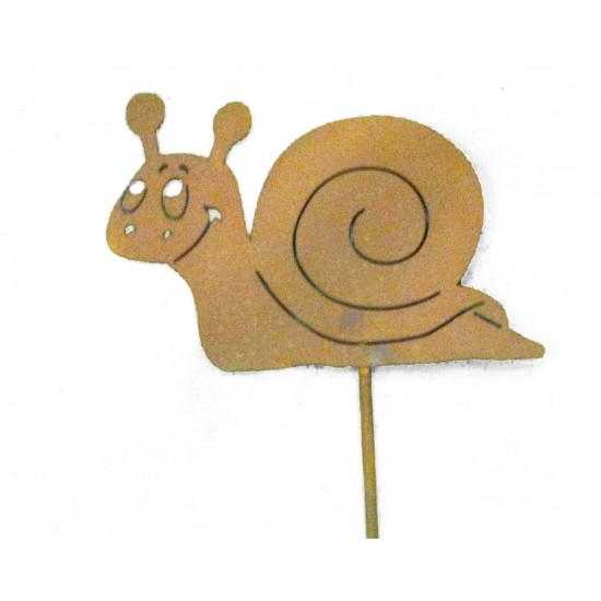 Edelrost Schnecke klein, 15 cm hoch auf Stab