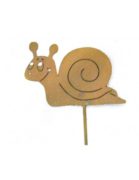 Edelrost Schnecke klein, 15 cm hoch auf Stab