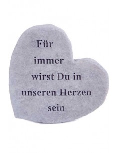 Gedenkstein als Herz mit Spruch - Für immer wirst Du in unseren Herzen sein