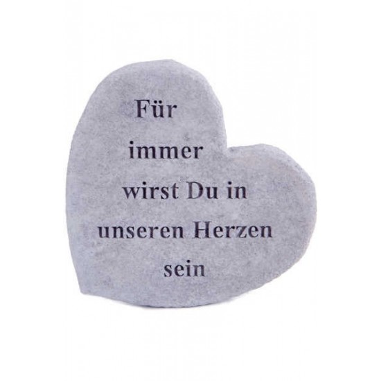 Gedenkstein als Herz mit Spruch - Für immer wirst Du in unseren Herzen sein