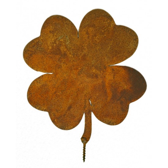 Metallsatz Kleeblatt als Baumstecker, zum Einschrauben in Holz, Höhe 15 cm
