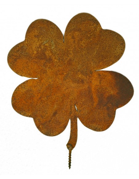 Metallsatz Kleeblatt als Baumstecker, zum Einschrauben in Holz, Höhe 20 cm
