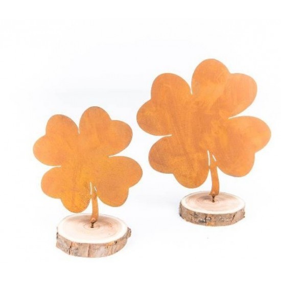 Metallsatz Kleeblatt als Baumstecker, zum Einschrauben in Holz, Höhe 20 cm