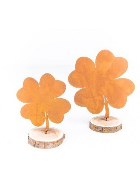 Metallsatz Kleeblatt als Baumstecker, zum Einschrauben in Holz, Höhe 20 cm