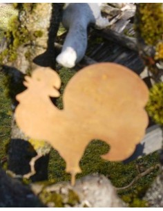 Metallsatz Hahn als Baumstecker, zum Einschrauben in Holz, Höhe 13 cm