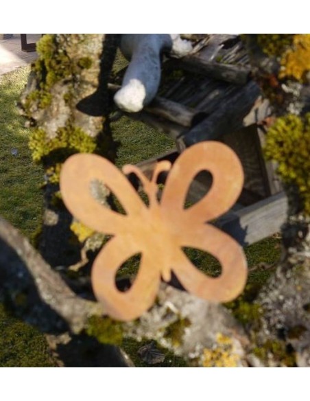 Metallsatz Schmetterling als Baumstecker, zum Einschrauben in Holz, Höhe 11 cm