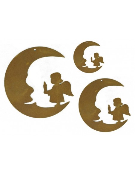 Christbaumschmuck 'Mond mit Engelskind - 3er SET