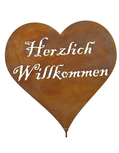 Herz "Herzlich Willkommen" mit Dorn, Höhe 18 cm
