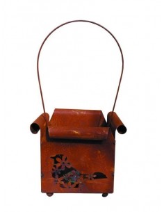 Laterne mit ausgelasertem Vogel inkl. Glasbehälter Höhe 15 cm