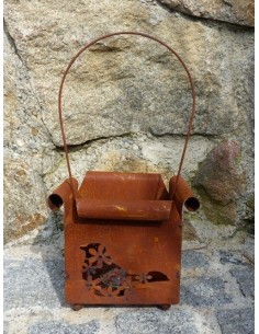 Laterne mit ausgelasertem Vogel inkl. Glasbehälter Höhe 15 cm 2