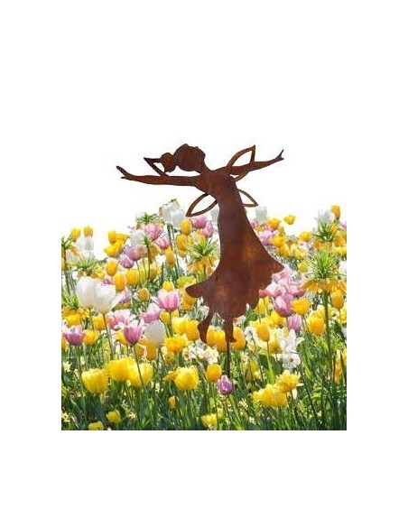 2 tanzende Feen, 35 cm hoch auf kurzem Stab