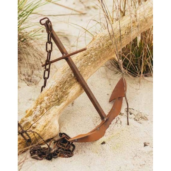 Edelrost Anker mit 2 Haken ( Flunken) und  Kette, Höhe 42 cm mediteran Schiff Meer Gartendeko Rostdeko