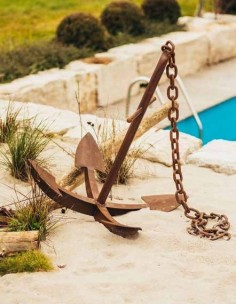 Edelrost Anker mit 4 Haken ( Flunken) und  Kette, Höhe 102 cm mediteran Schiff Meer Gartendeko Rostdeko Insel Seemann 2
