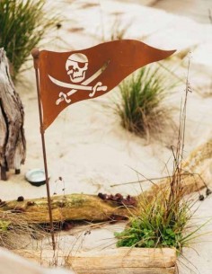 Edelrost Gartenstab 'Piratenflagge' auf 100 cm Stab - stylische Deko in Ihrem Garten aus rostigem Metall  2