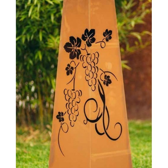 Edelrost Säule Trapez 'Traubenmuster' Höhe 116,5 cm inkl. Schale Rostsäule Trapezsäule Gartensäule 