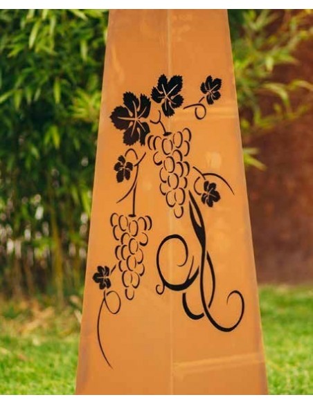 Edelrost Säule Trapez 'Traubenmuster' Höhe 116,5 cm inkl. Schale Rostsäule Trapezsäule Gartensäule 