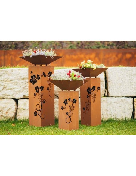 Edelrost Säule 'Viena' eckig Höhe 80 cm Rostsäule Gartensäule Rostdeko Laser Gartensäule