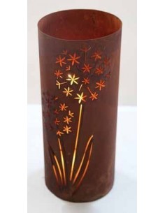 Edelrost Windlicht Allium mit Boden, 43 cm hoch, Ø 18 cm Rostdeko rostig Metall Löwenzahn