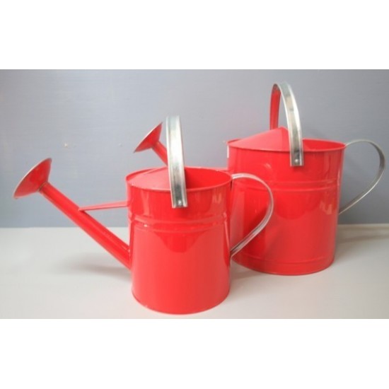 Deko Gießkanne rund rot lackiert, zum Stellen Füllmenge 5 l,  Höhe 14 cm Wohndeko Kanne Wasser Sprenger Gießgefäß 	
