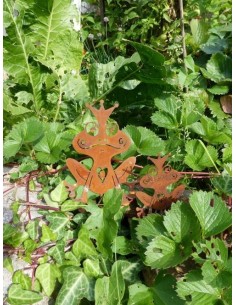 Edelrost Gartenstecker 'Froschkönig' 2-tlg. Höhe 20 cm, 13 cm Märchenland rostig Rostdeko Rostfrosch 2
