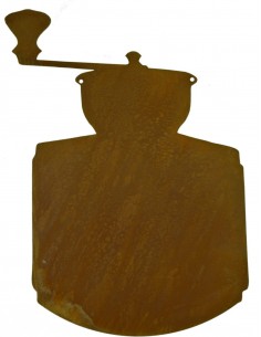 Edelrost Schild zum Beschriften, Kaffeemühle zum Hängen Höhe 35 cm Rostschild rostig Kaffee Rostdeko