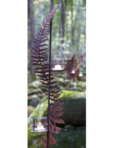 Edelrost Farnblatt, Windlichthalter rostige Gartendeko Windlicht mit Farnmotiv Rostig 2