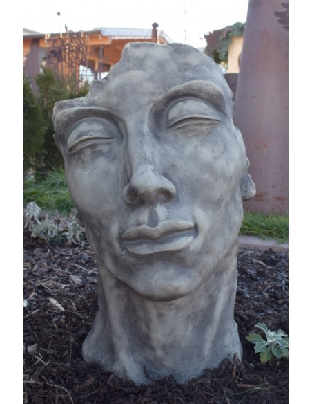 Steinguss Kunstobjekt: Gesicht "MANN", Höhe 53 cm 