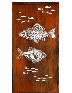 Fisch Paravent Höhe 200 cm Breite  100 cm mit Umrandung Edelrost Wanddekoration Gartenideen Gartengestaltung Gartenmetall