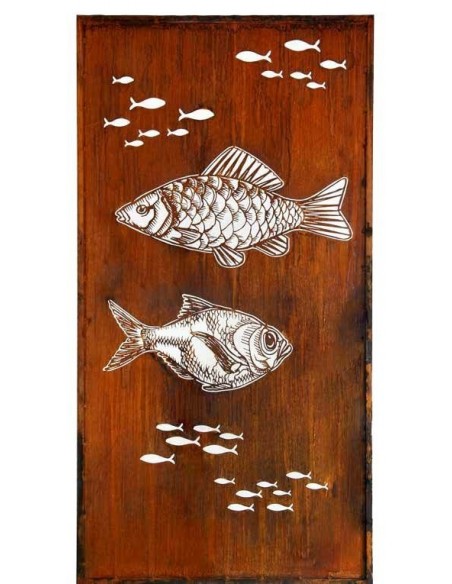 Fisch Paravent Höhe 200 cm Breite  100 cm mit Umrandung Edelrost Wanddekoration Gartenideen Gartengestaltung Gartenmetall