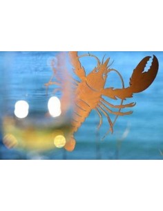 Edelrost Wandbild Hummer Länge 30 cm zum Hängen Rosig Rostdeko Rostschild Schild Wanddekoration Wandtatoo ausgelasert  2