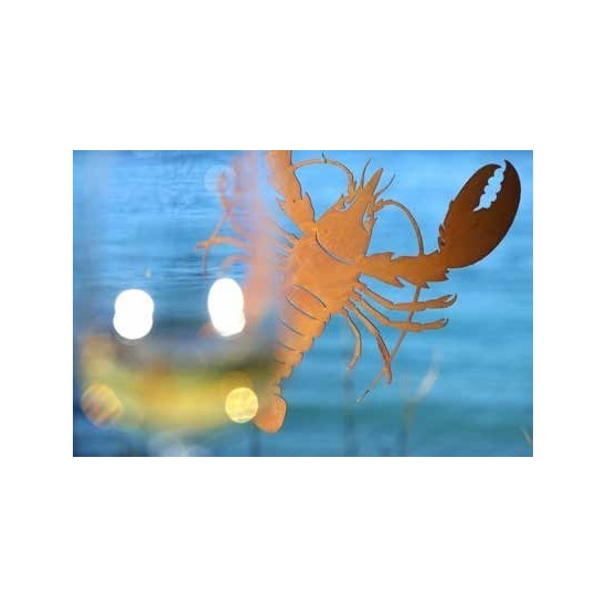 Edelrost Wandbild Hummer Länge 30 cm zum Hängen Rosig Rostdeko Rostschild Schild Wanddekoration Wandtatoo ausgelasert 