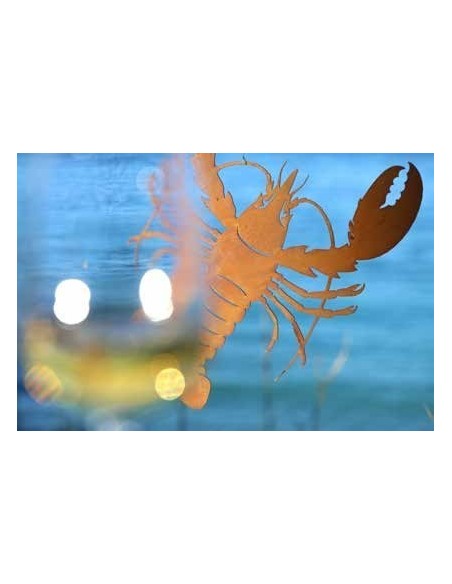 Edelrost Wandbild Hummer Länge 45 cm zum Hängen  Rosig Rostdeko Rostschild Schild Wanddekoration Wandtatoo ausgelasert 