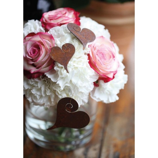 Herz Curl zum Aufhängen, Höhe 6 cm Rostdeko rostig Metall Dekofiguren