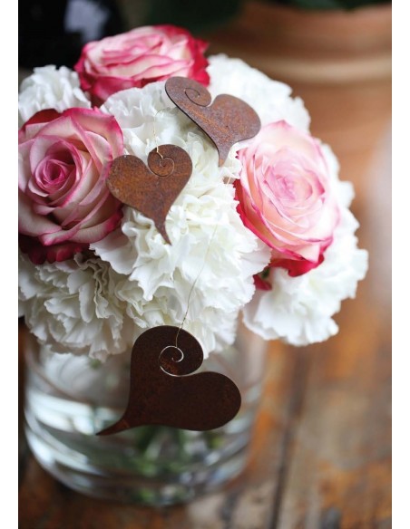 Herz Curl zum Aufhängen, Höhe 6 cm Rostdeko rostig Metall Dekofiguren