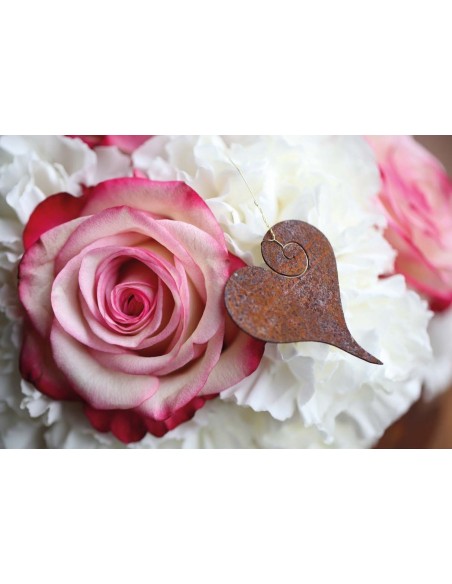 Herz Curl zum Aufhängen, Höhe 6 cm Rostdeko rostig Metall Dekofiguren