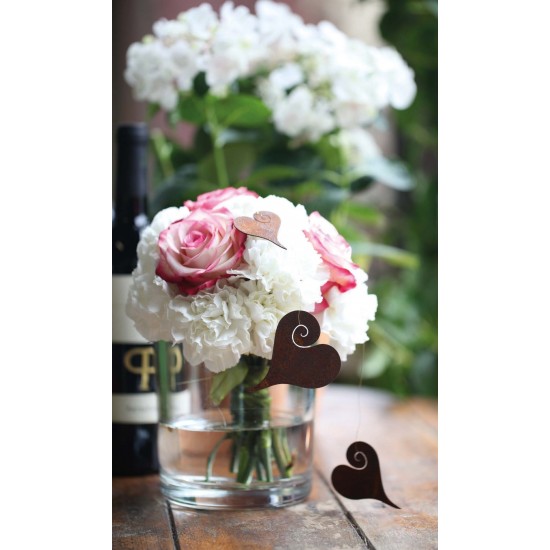 Herz Curl zum Aufhängen, Höhe 5 cm Rostdeko rostig Metall Dekofiguren