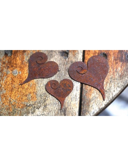 Herz Curl zum Aufhängen, Höhe 5 cm Rostdeko rostig Metall Dekofiguren