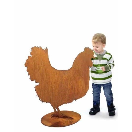 Edelrost Henne  Sihouette auf Platte Deko Shop Gartendekoration Rosthenne Rosttier Dekofiguren Rosthenne Dekohenne