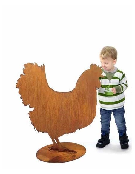 Edelrost Henne  Sihouette auf Platte Deko Shop Gartendekoration Rosthenne Rosttier Dekofiguren Rosthenne Dekohenne